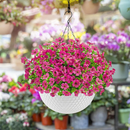 Der Rose Artificial Hanging Flowers for Outdoors Fake Hanging Plants UV Resistant Spring Faux Flowers for Garden Patio Balcony Front Porch Decor red