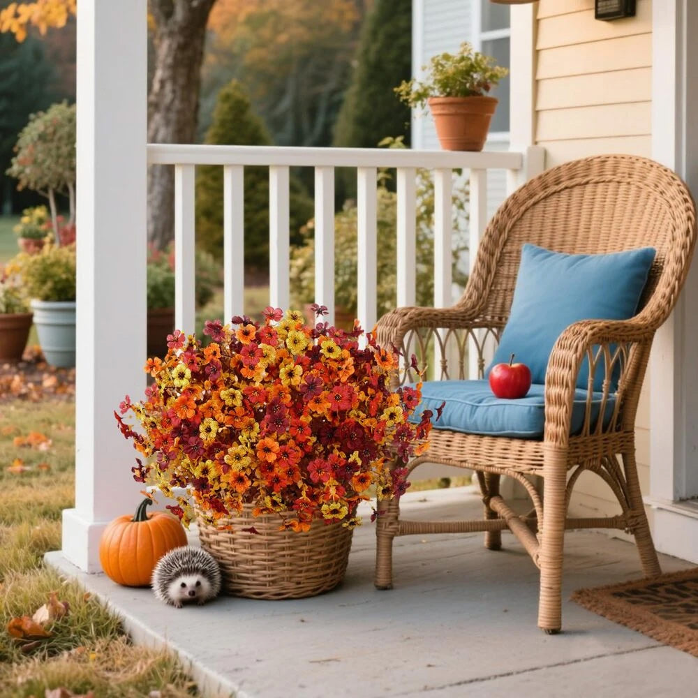 Lifelike UV-Resistant Sunset Mums – Waterproof, Windproof & Perfect for Fall Decor