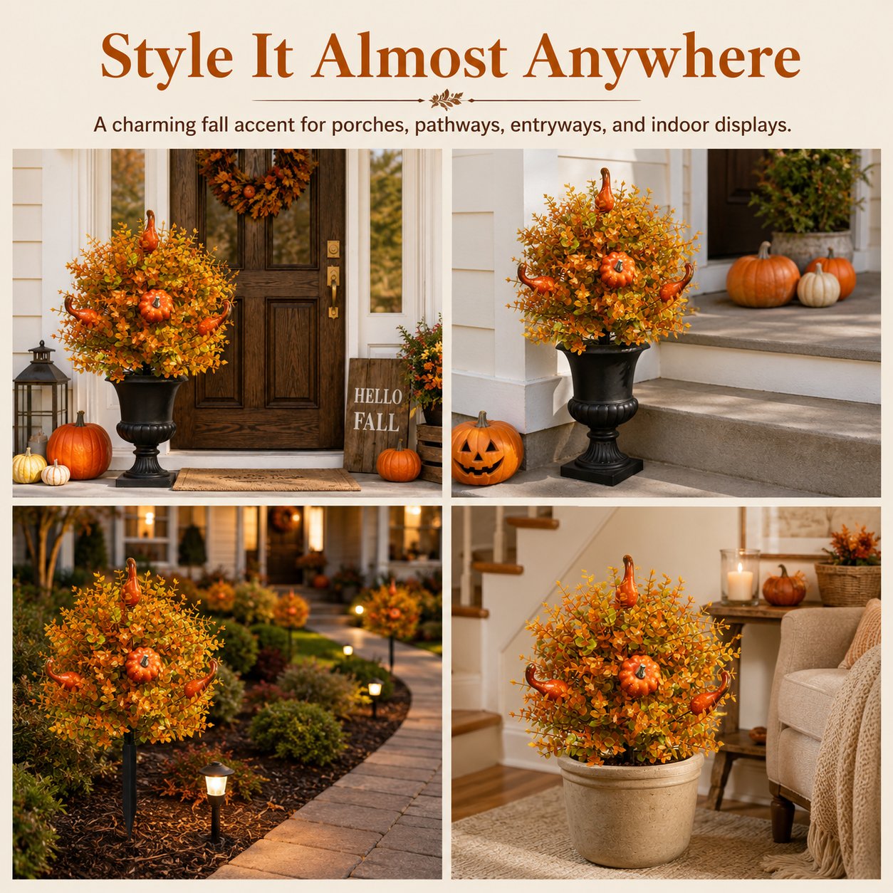 Artificial Fall Pumpkin Tree Stakes