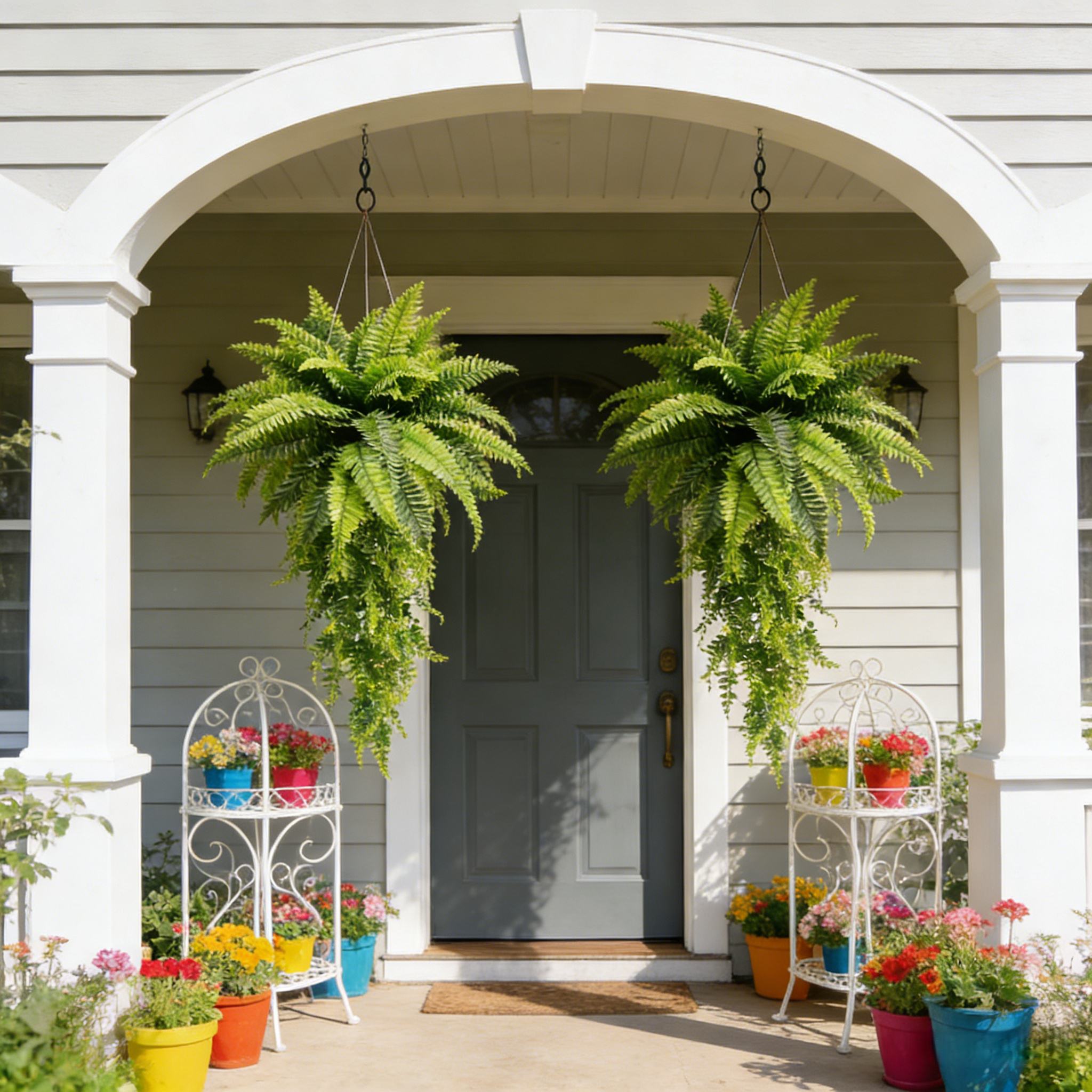 🌱 Boston Fern Hanging Plant — Lifelike, Large & UV-Resistant