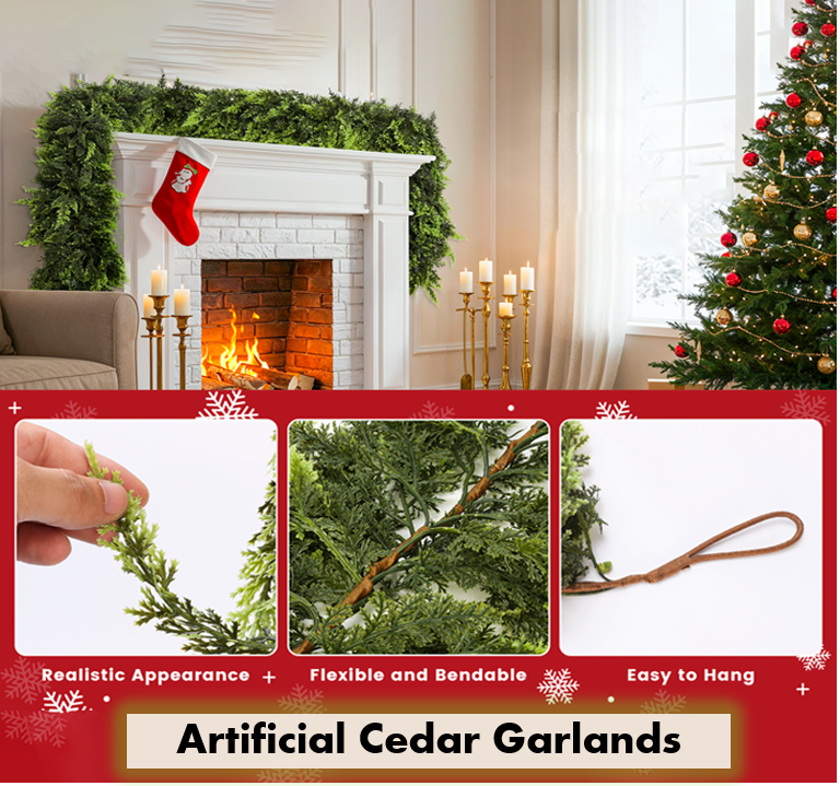 THE EVERLUSH CEDAR GARLAND - A COZYCHRISTMAS SPARKLE, INSTANTLY