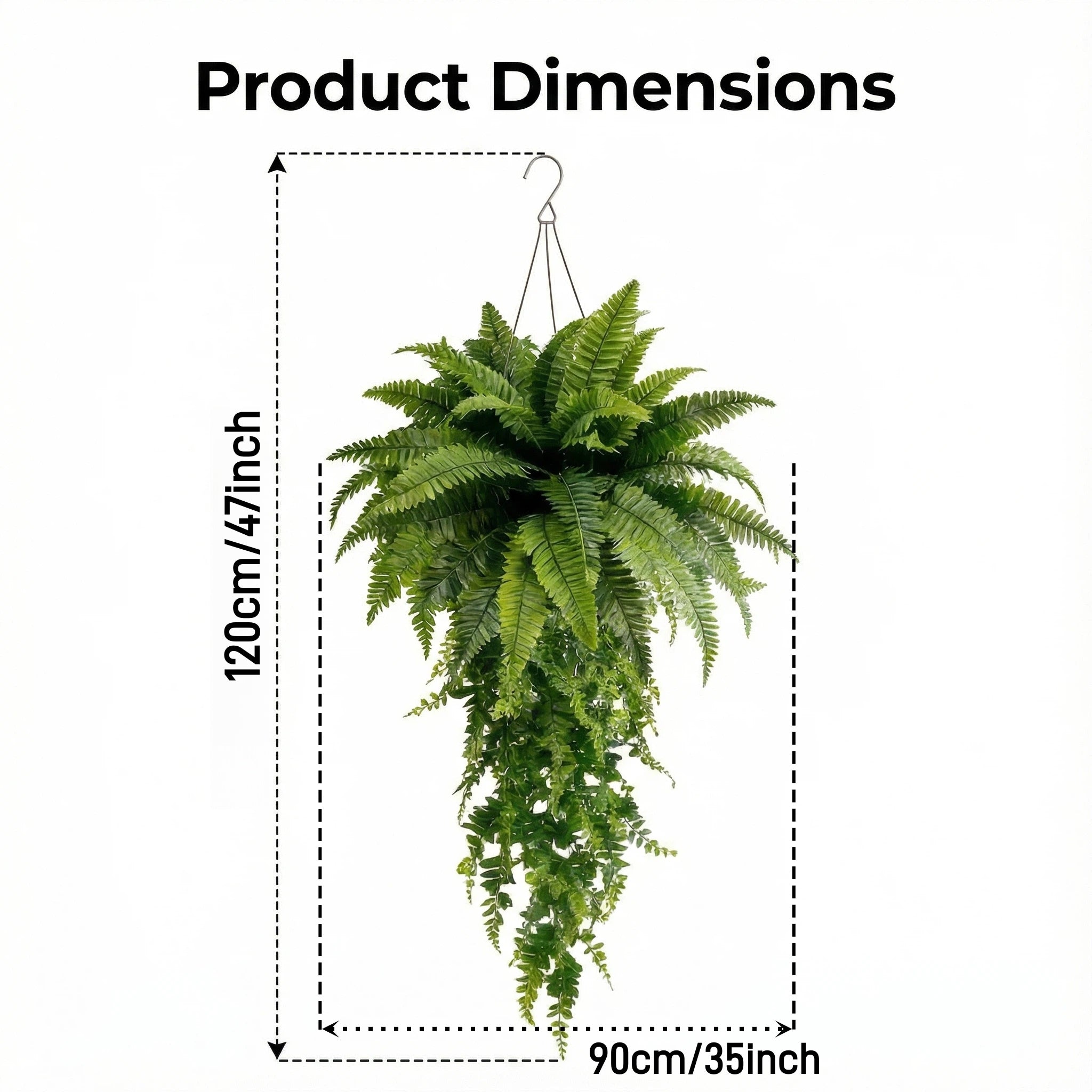 🌱 Boston Fern Hanging Plant — Lifelike, Large & UV-Resistant