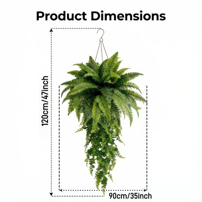 🌱 Boston Fern Hanging Plant — Lifelike, Large & UV-Resistant