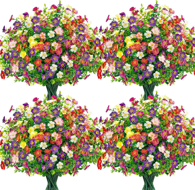24 Bundles Artificial Flowers for Outdoor Fake Flowers Plants for Home Garden Porch Farmhouse Decor