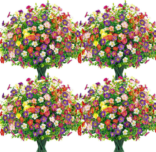 24 Bundles Artificial Flowers for Outdoor Fake Flowers Plants for Home Garden Porch Farmhouse Decor