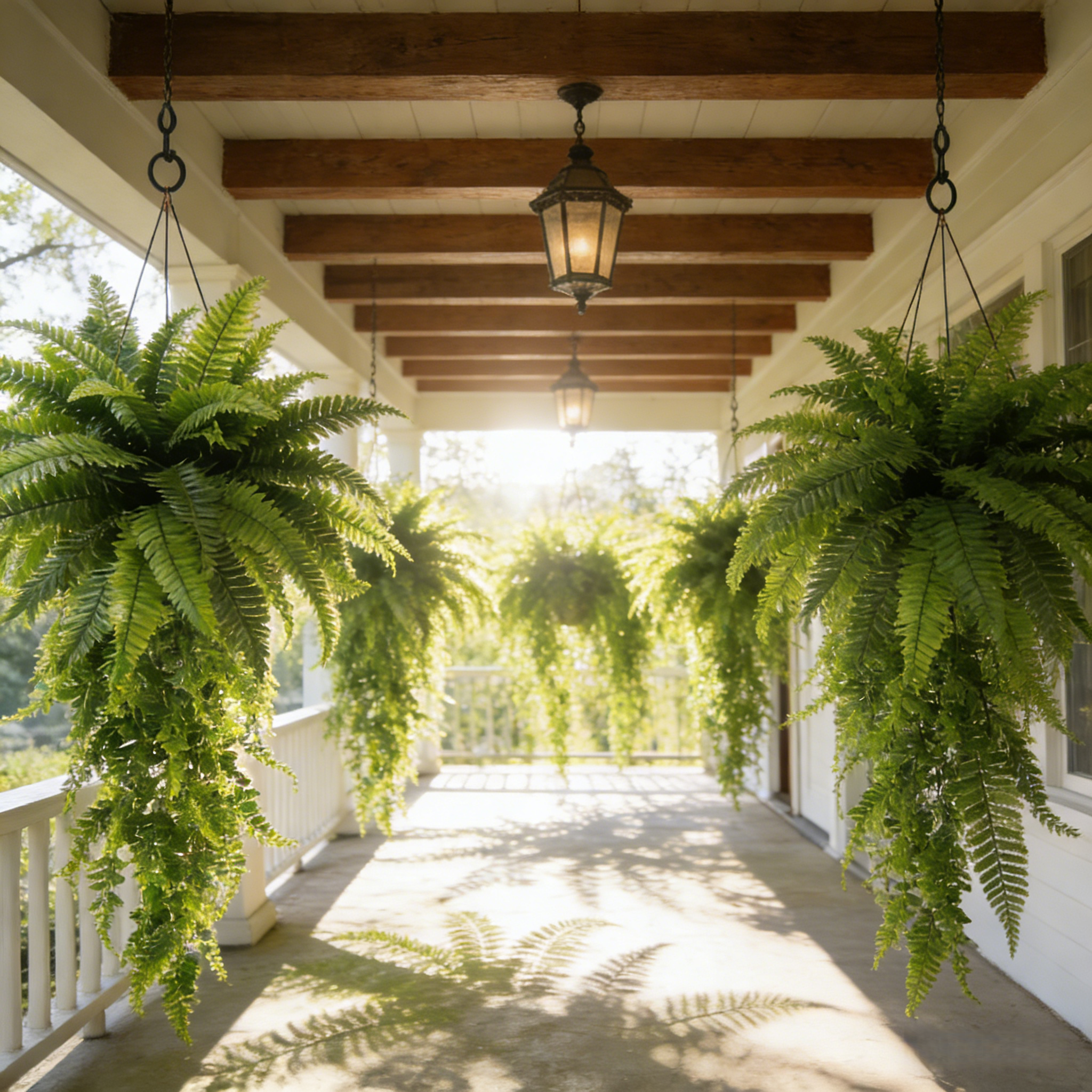 🌱 Boston Fern Hanging Plant — Lifelike, Large & UV-Resistant