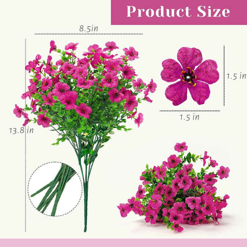 12 Bundles Artificial Flowers for Outdoors Fake Flowers Plants Spring Summer Decoration UV Resistant for Outside Home Porch Patio Garden Decor