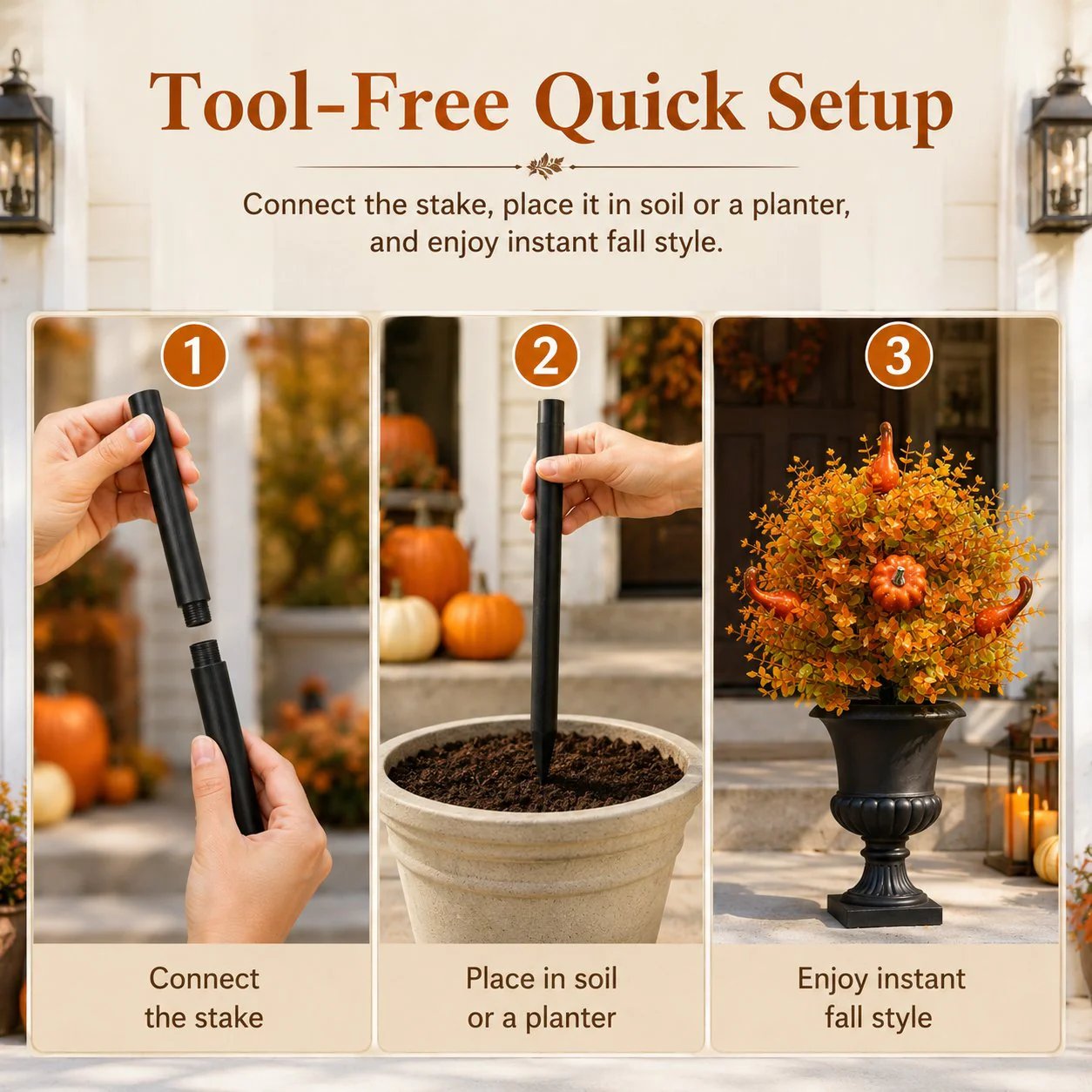 Artificial Fall Pumpkin Tree Stakes