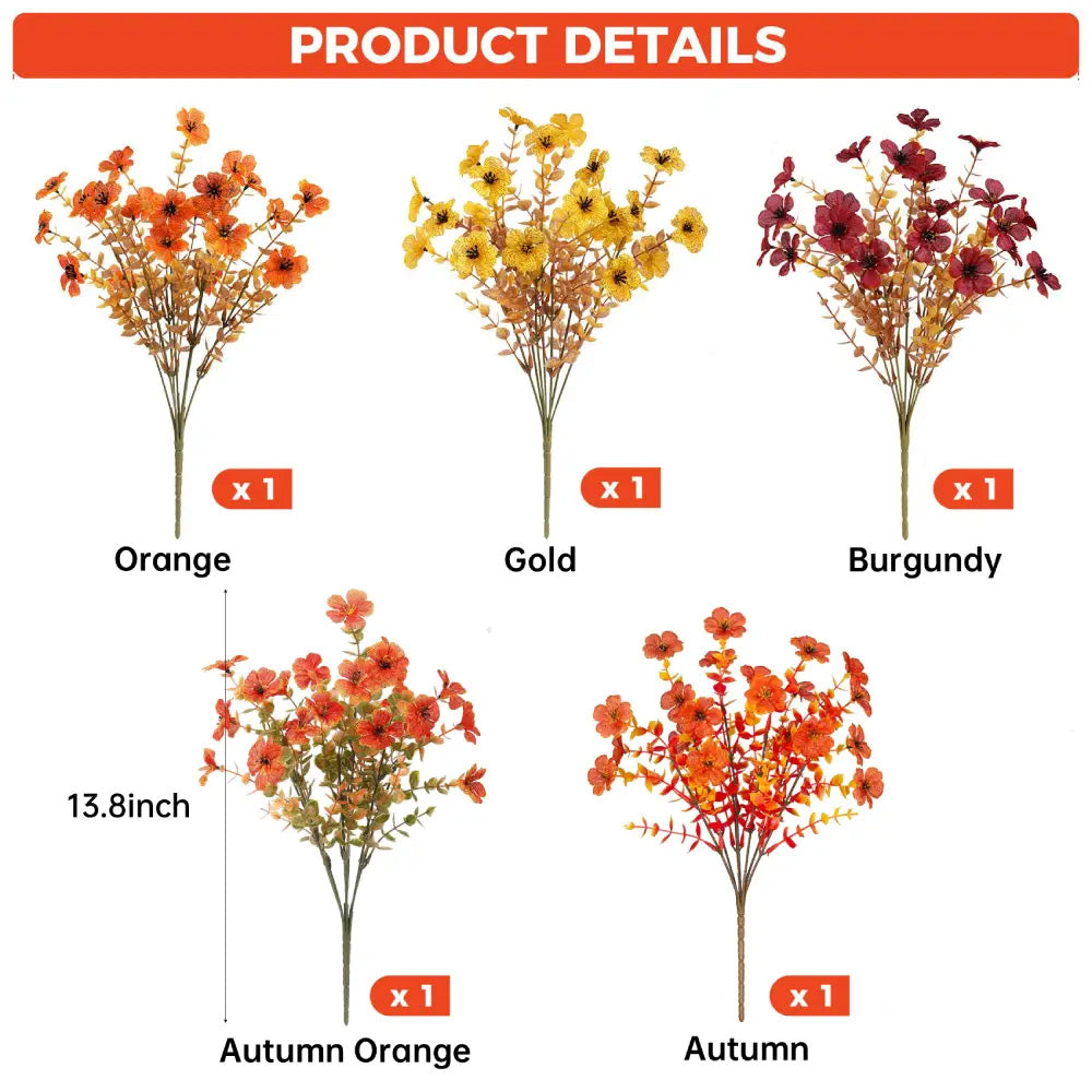 Lifelike UV-Resistant Sunset Mums – Waterproof, Windproof & Perfect for Fall Decor