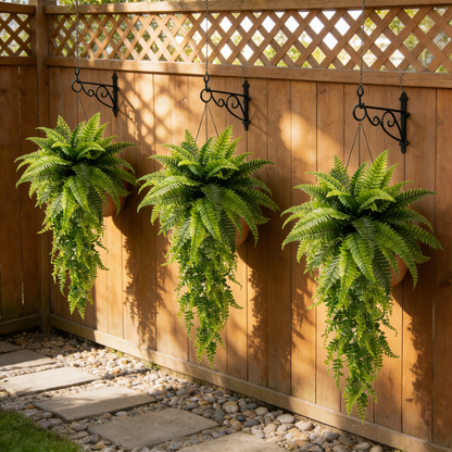 🌱 Boston Fern Hanging Plant — Lifelike, Large & UV-Resistant