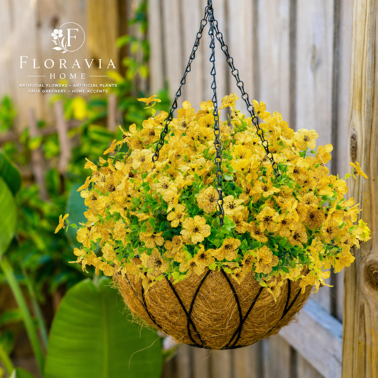 12 Bundles Yellow UV-Resistant Artificial Flowers for Outdoor Porch, Patio and Garden Decor