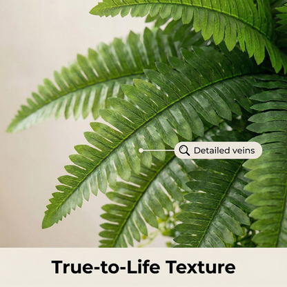 🌱 Boston Fern Hanging Plant — Lifelike, Large & UV-Resistant