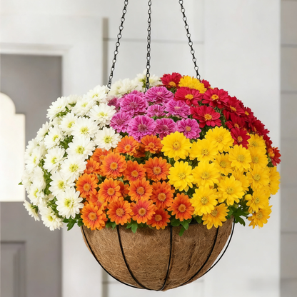 Artificial Outdoor Sunset Mums Flowers - UV resistant, Waterproof, Windproof