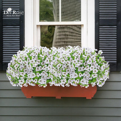 Der Rose 12 Bundles Artificial Flowers for Outdoors Fake Flowers Plants Spring Summer Decoration UV Resistant for Outside Home Porch Patio Garden Decor White