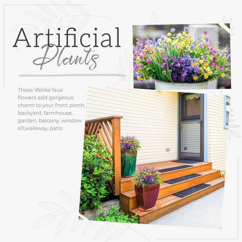 20 Bundles Fake Flowers Spring Artificial Flowers for Outdoors UV Resistant for Garden Patio Porch Farmhouse Home Window Box Decor（Colourful）