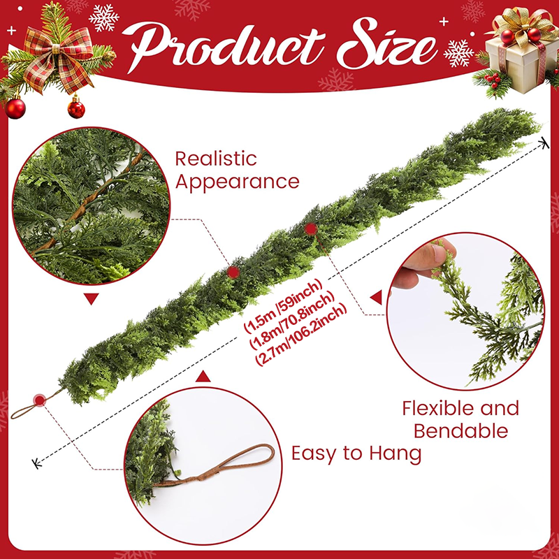 THE EVERLUSH CEDAR GARLAND - A COZYCHRISTMAS SPARKLE, INSTANTLY