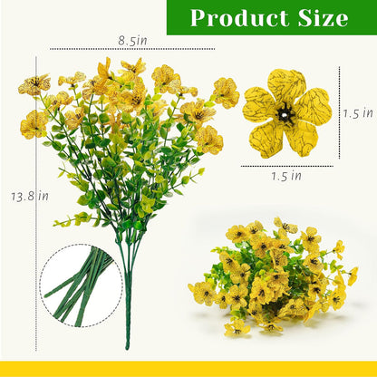 Der Rose 12 Bundles Artificial Flowers for Outdoors Fake Flowers Plants Spring Summer Decoration UV Resistant for Outside Home Porch Patio Garden Decor yellow