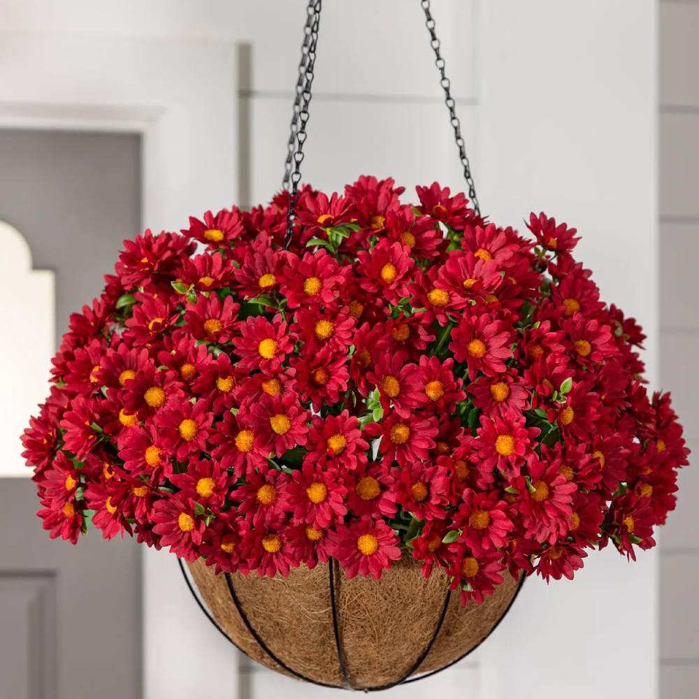 Artificial Outdoor Sunset Mums Flowers - UV resistant, Waterproof, Windproof