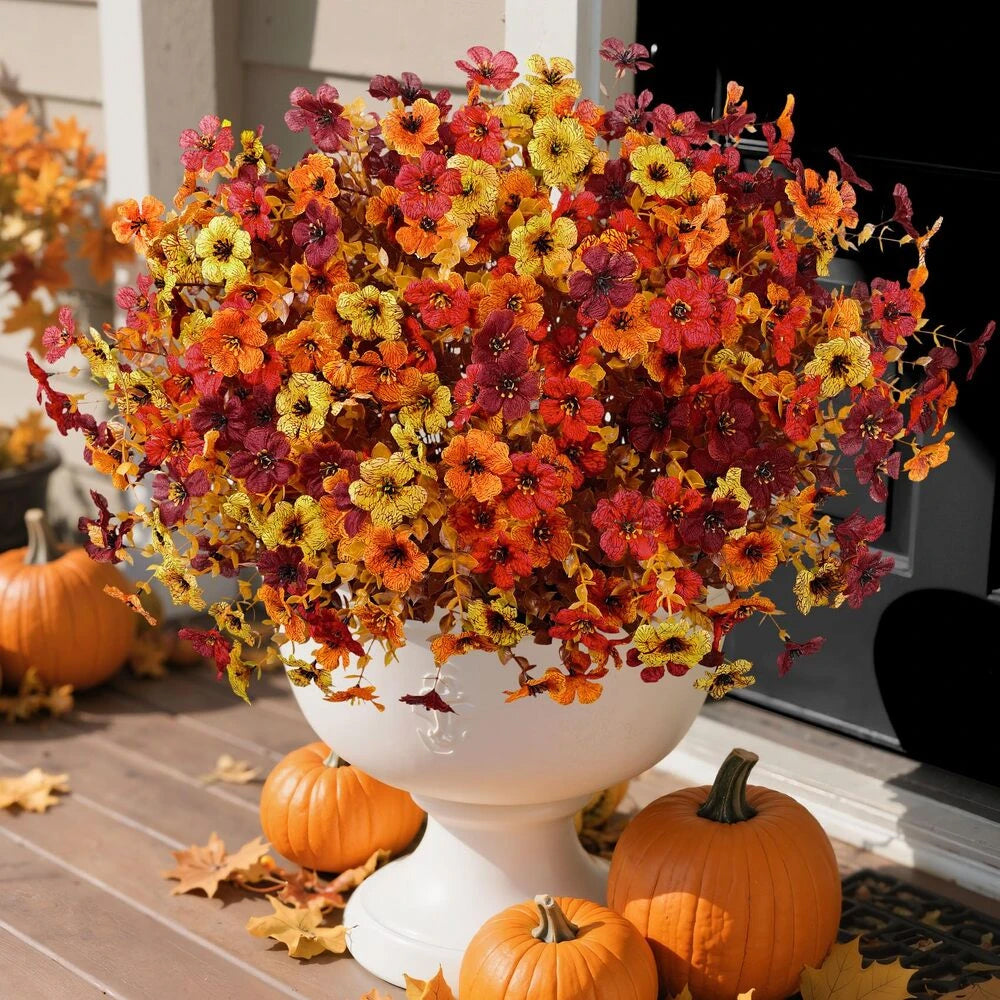 Lifelike UV-Resistant Sunset Mums – Waterproof, Windproof & Perfect for Fall Decor