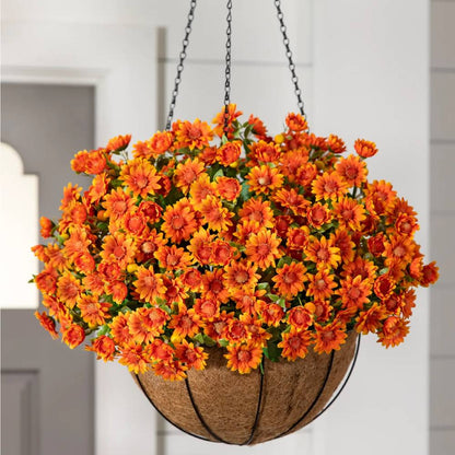 Artificial Outdoor Sunset Mums Flowers - UV resistant, Waterproof, Windproof