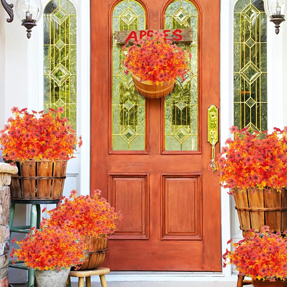 Lifelike UV-Resistant Sunset Mums – Waterproof, Windproof & Perfect for Fall Decor