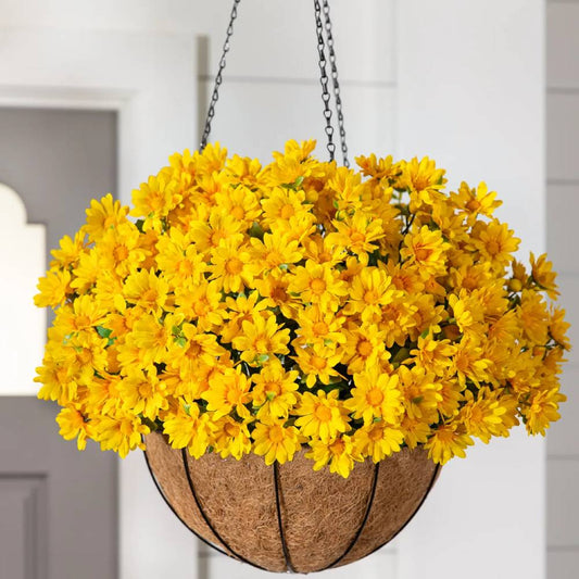 Artificial Outdoor Sunset Mums Flowers - UV resistant, Waterproof, Windproof