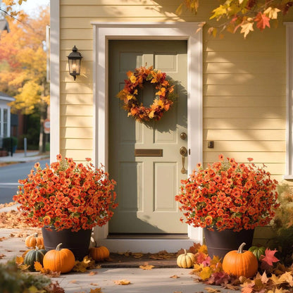 Lifelike UV-Resistant Sunset Mums – Waterproof, Windproof & Perfect for Fall Decor