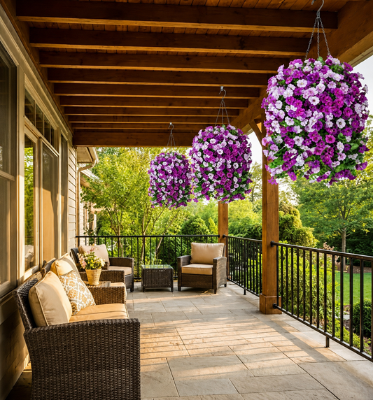 29.5-Inch UV-Resistant Artificial Hanging Flowers for Outdoor Planters