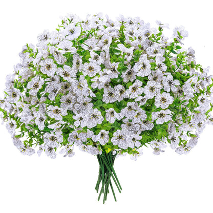 Der Rose 12 Bundles Artificial Flowers for Outdoors Fake Flowers Plants Spring Summer Decoration UV Resistant for Outside Home Porch Patio Garden Decor White