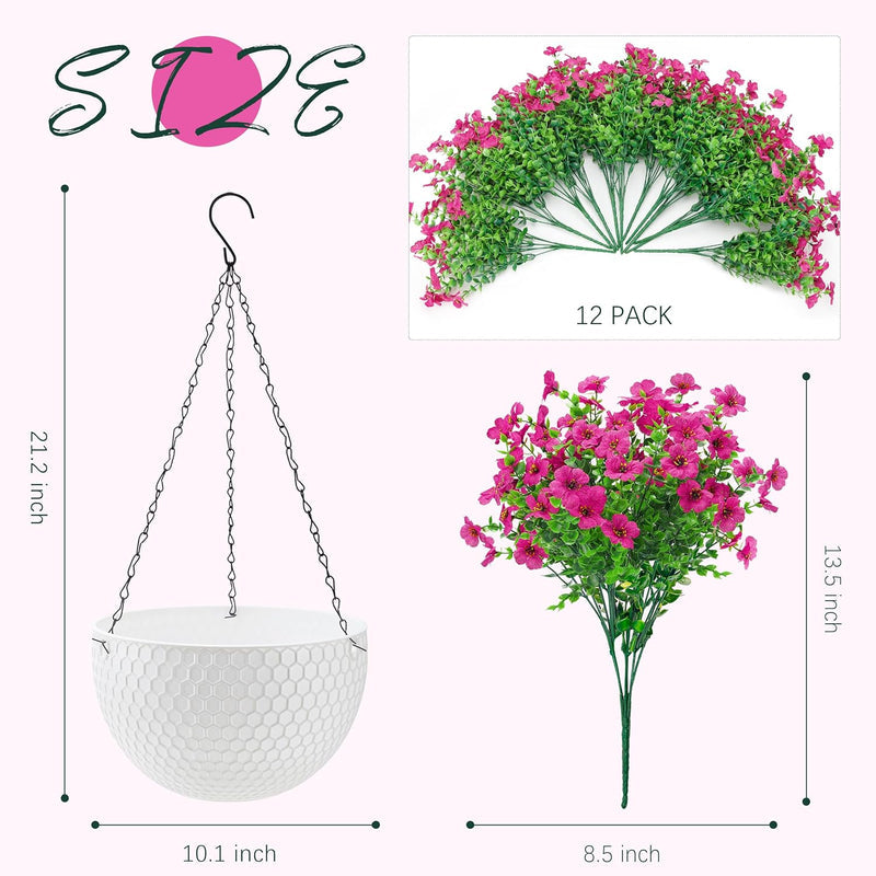 Der Rose Artificial Hanging Flowers for Outdoors Fake Hanging Plants UV Resistant Spring Faux Flowers for Garden Patio Balcony Front Porch Decor red