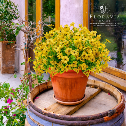 12 Bundles Yellow UV-Resistant Artificial Flowers for Outdoor Porch, Patio and Garden Decor