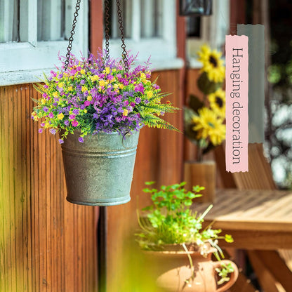 20 Bundles Fake Flowers Spring Artificial Flowers for Outdoors UV Resistant for Garden Patio Porch Farmhouse Home Window Box Decor（Colourful）