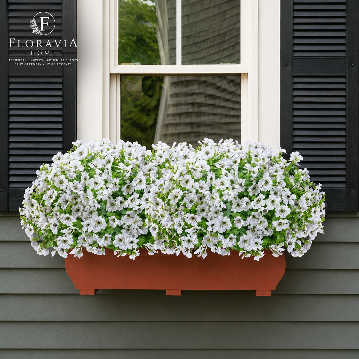 12 Bundles White UV-Resistant Artificial Flowers for Outdoor Porch, Patio and Garden Decor