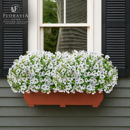 12 Bundles White UV-Resistant Artificial Flowers for Outdoor Porch, Patio and Garden Decor