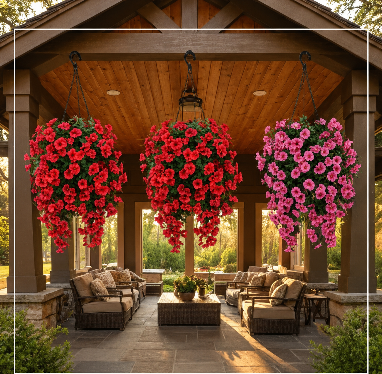 29.5-Inch UV-Resistant Artificial Hanging Flowers for Outdoor Planters