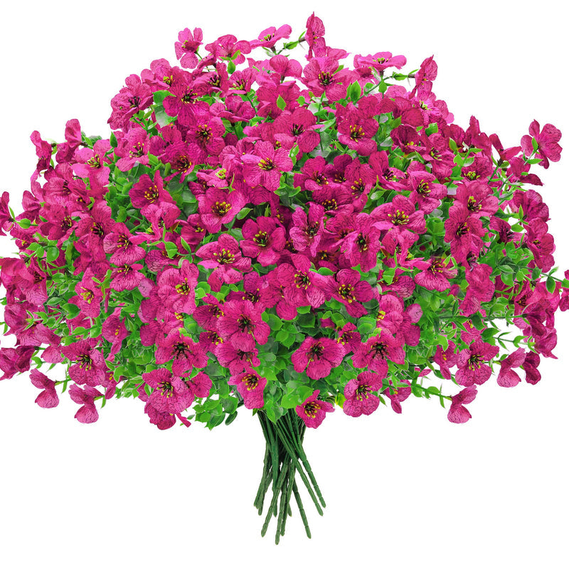 12 Bundles Artificial Flowers for Outdoors Fake Flowers Plants Spring Summer Decoration UV Resistant for Outside Home Porch Patio Garden Decor