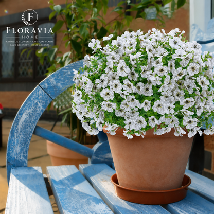 12 Bundles White UV-Resistant Artificial Flowers for Outdoor Porch, Patio and Garden Decor