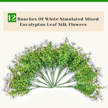 Der Rose 12 Bundles Artificial Flowers for Outdoors Fake Flowers Plants Spring Summer Decoration UV Resistant for Outside Home Porch Patio Garden Decor White
