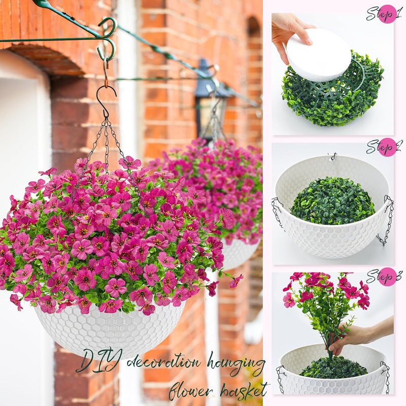 Der Rose Artificial Hanging Flowers for Outdoors Fake Hanging Plants UV Resistant Spring Faux Flowers for Garden Patio Balcony Front Porch Decor red
