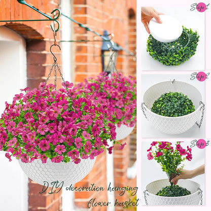 Der Rose Artificial Hanging Flowers for Outdoors Fake Hanging Plants UV Resistant Spring Faux Flowers for Garden Patio Balcony Front Porch Decor red
